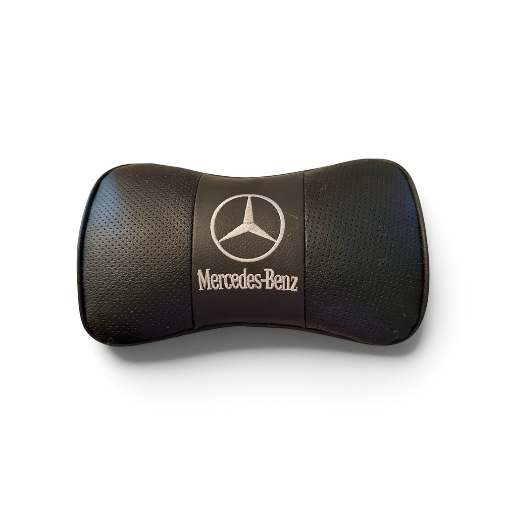 Mercedes-Benz Breathable Car Headrest Neck Support Pillow Black Embroidered